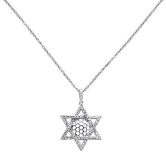 SPECIAL!.24ct 14k White Gold Diamond Jewish Star of David Pendant Necklace 18" Long