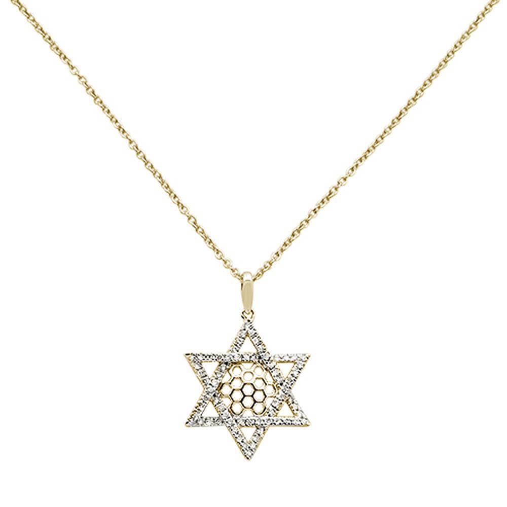 DIAMOND CLOSEOUT!  .25ct 14k Yellow Gold Diamond Jewish Star of David Pendant Necklace 18"