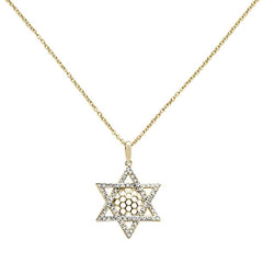 DIAMOND CLOSEOUT!  .25ct 14k Yellow Gold Diamond Jewish Star of David Pendant Necklace 18"