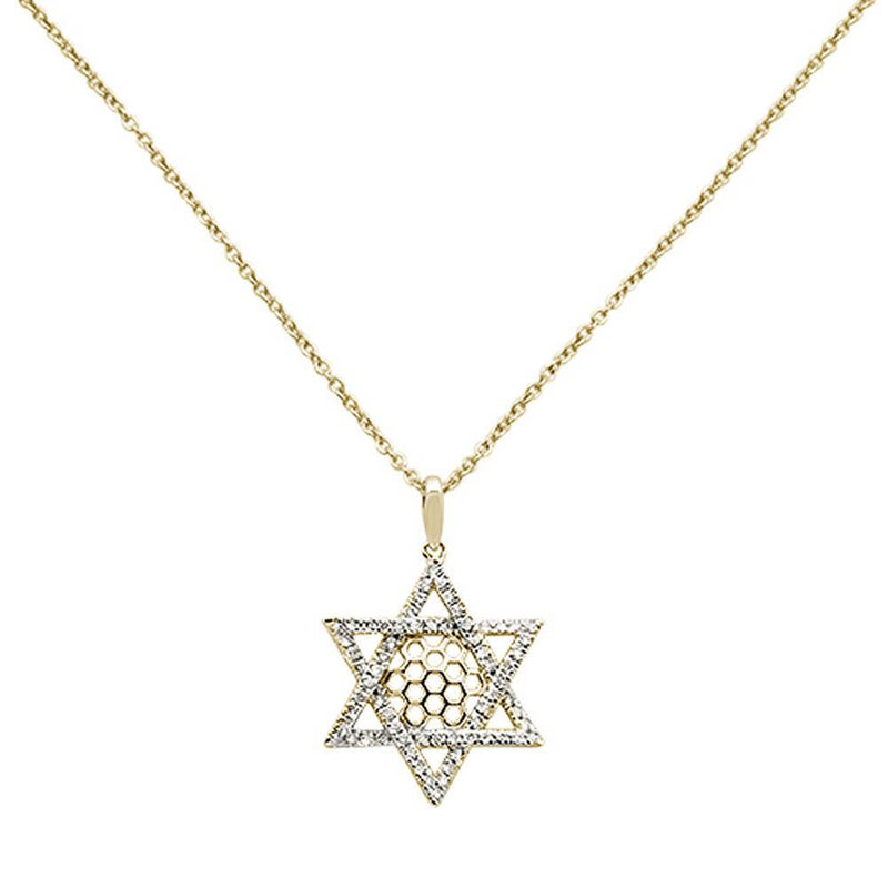 DIAMOND CLOSEOUT!  .25ct 14k Yellow Gold Diamond Jewish Star of David Pendant Necklace 18"