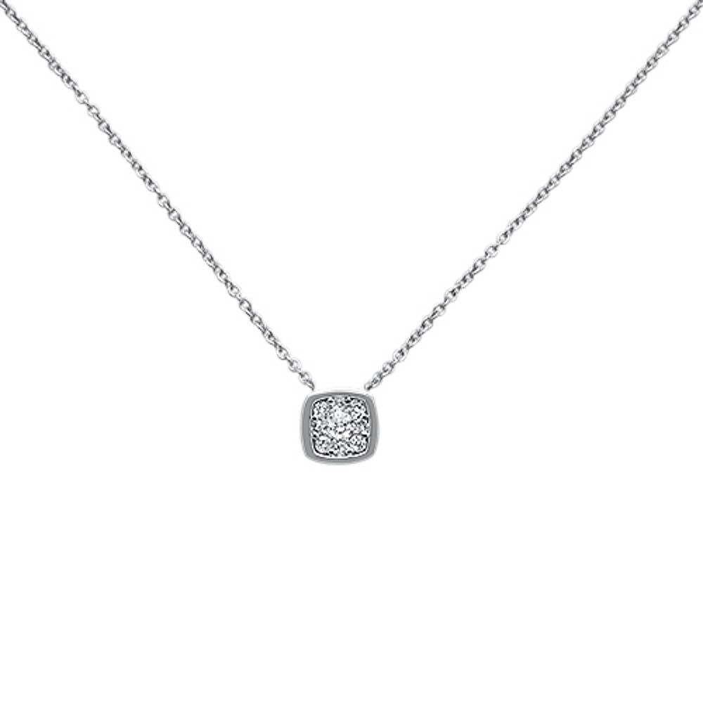 DIAMOND CLOSEOUT! .16ct 14k White Gold Diamond Square Pendant Necklace 18" Long
