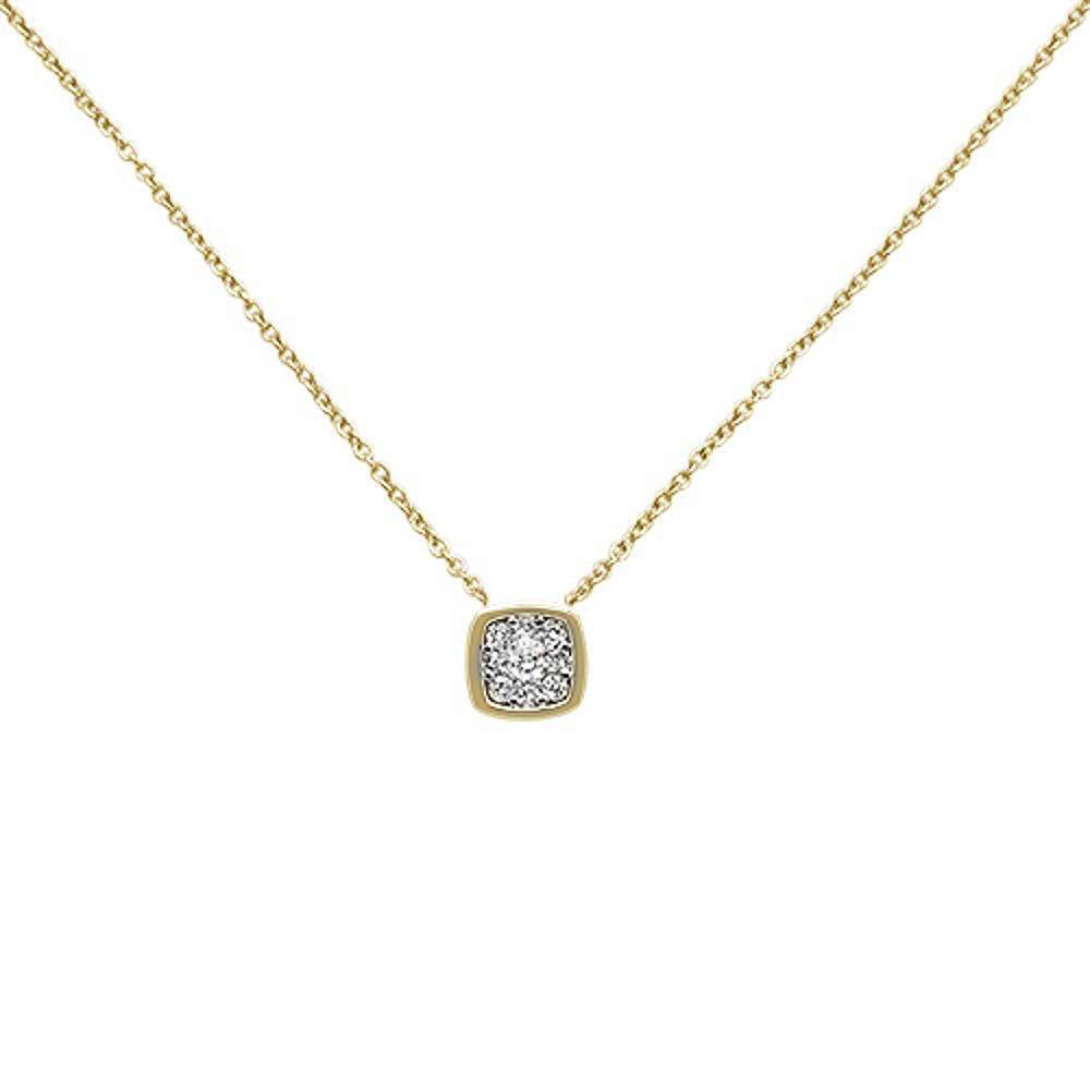 DIAMOND CLOSEOUT!   .15ct 14k Yellow Gold Diamond Square Shape Pendant Necklace 18"