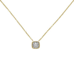 DIAMOND CLOSEOUT!   .15ct 14k Yellow Gold Diamond Square Shape Pendant Necklace 18"