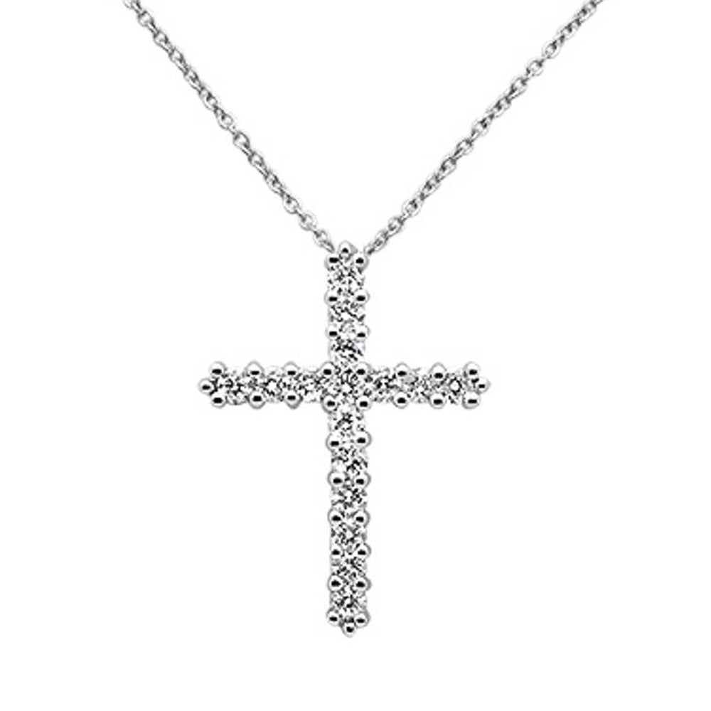 SPECIAL! .98ct 14k White Gold Diamond Cross Pendant Necklace 18" Long