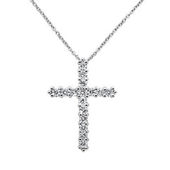 SPECIAL! .98ct 14k White Gold Diamond Cross Pendant Necklace 18" Long
