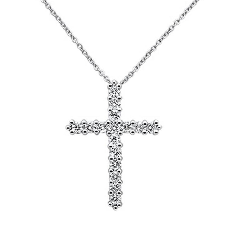 SPECIAL! .98ct 14k White Gold Diamond Cross Pendant Necklace 18" Long