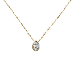 SPECIAL! .16ct 14k Yellow Gold Diamond Pear Solitaire Pendant Necklace 18" Long