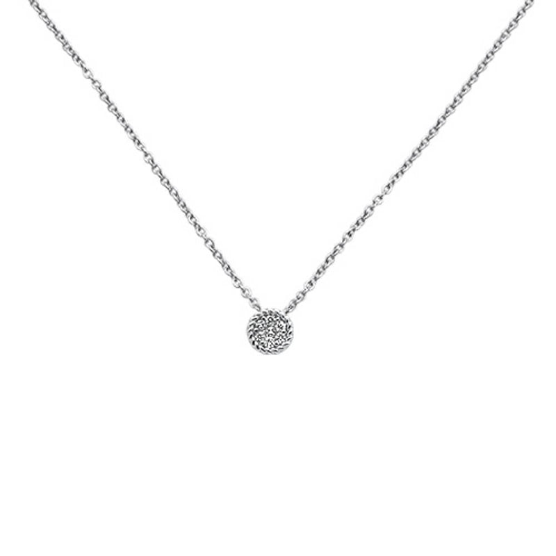DIAMOND CLOSEOUT! .15ct 14k White Gold Diamond Pendant Round Solitaire Necklace 18" Long