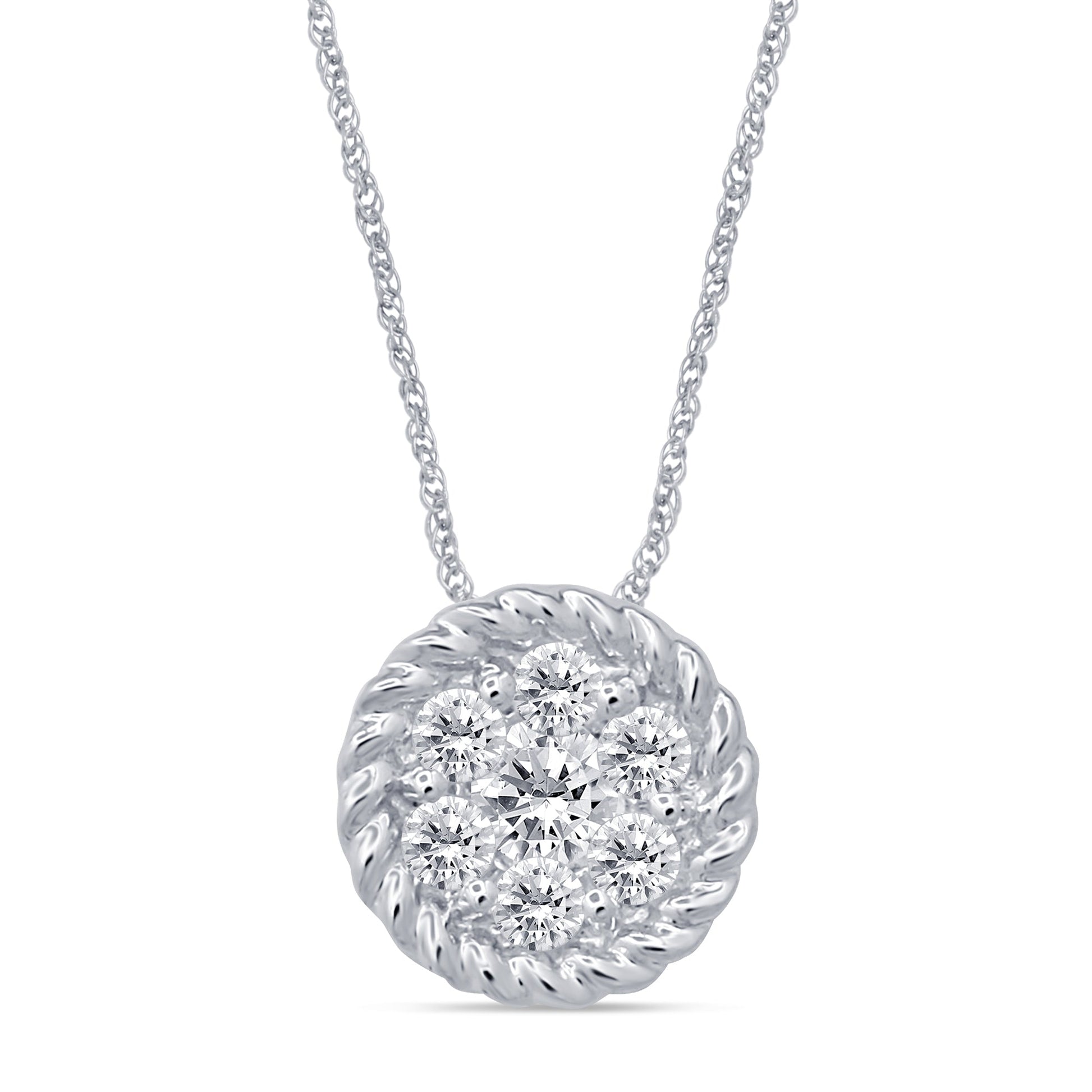 DIAMOND CLOSEOUT! .15ct 14k White Gold Diamond Pendant Round Solitaire Necklace 18" Long