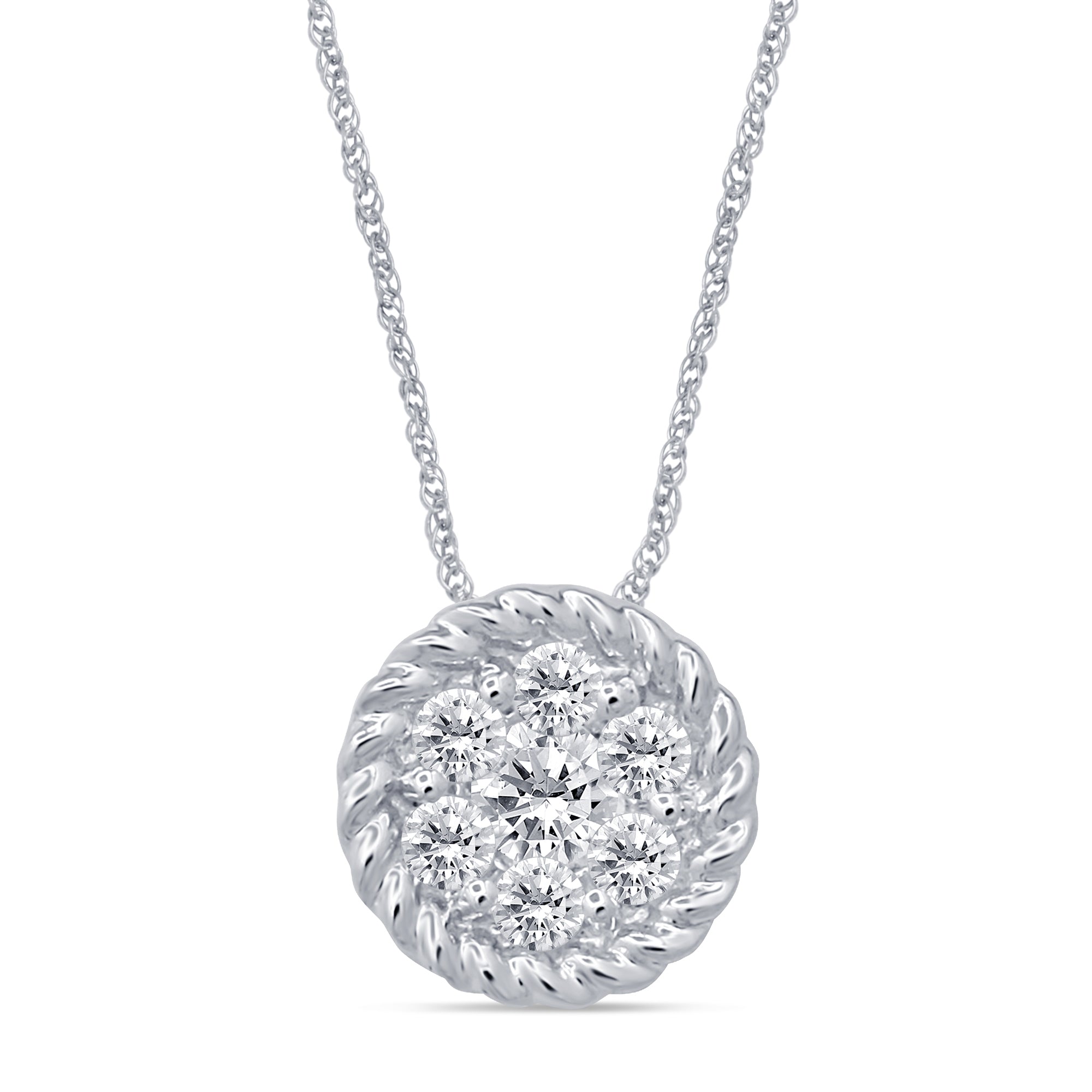 DIAMOND CLOSEOUT! .15ct 14k White Gold Diamond Pendant Round Solitaire Necklace 18" Long