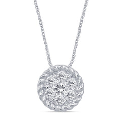 DIAMOND CLOSEOUT! .15ct 14k White Gold Diamond Pendant Round Solitaire Necklace 18" Long