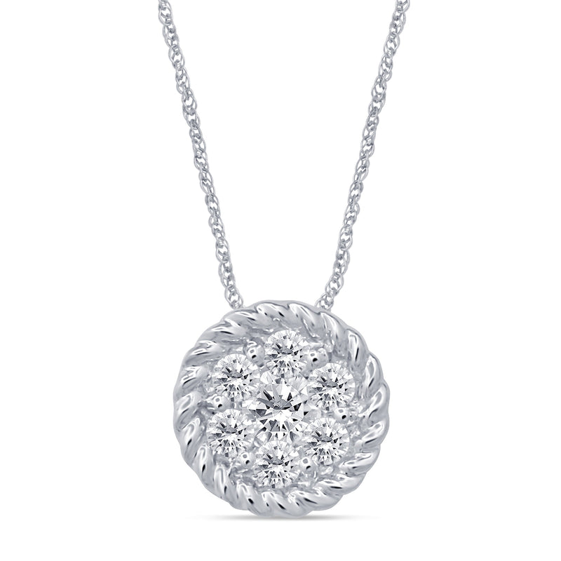 DIAMOND CLOSEOUT! .15ct 14k White Gold Diamond Pendant Round Solitaire Necklace 18" Long