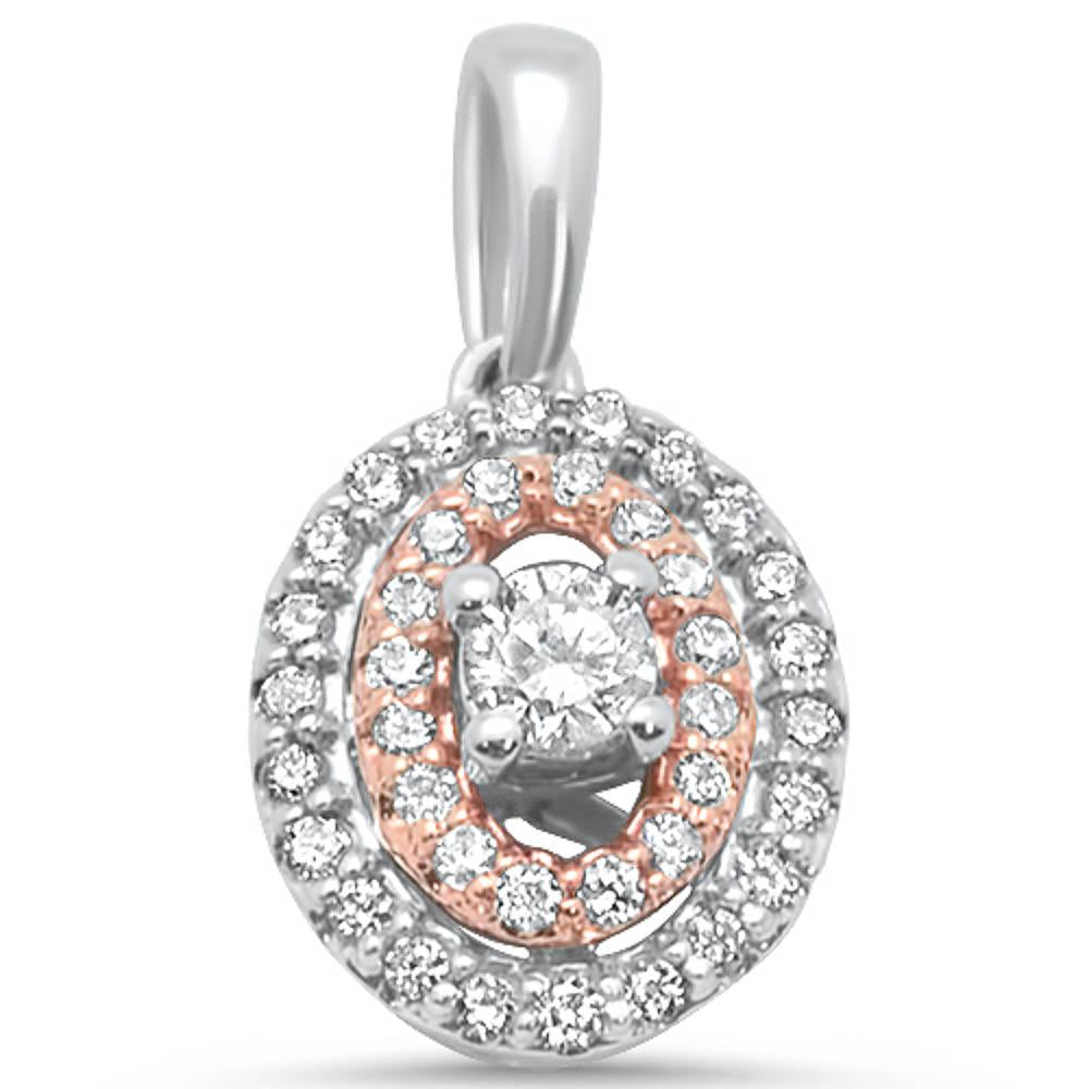 DIAMOND CLOSEOUT!  .25ct 14k Antique Reproduction Oval Two Tone Diamond Pendant