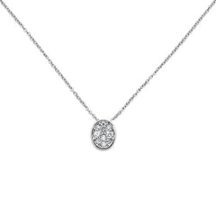 DIAMOND CLOSEOUT! .16ct 14k White Gold Oval Diamond Pendant Necklace 18" Long