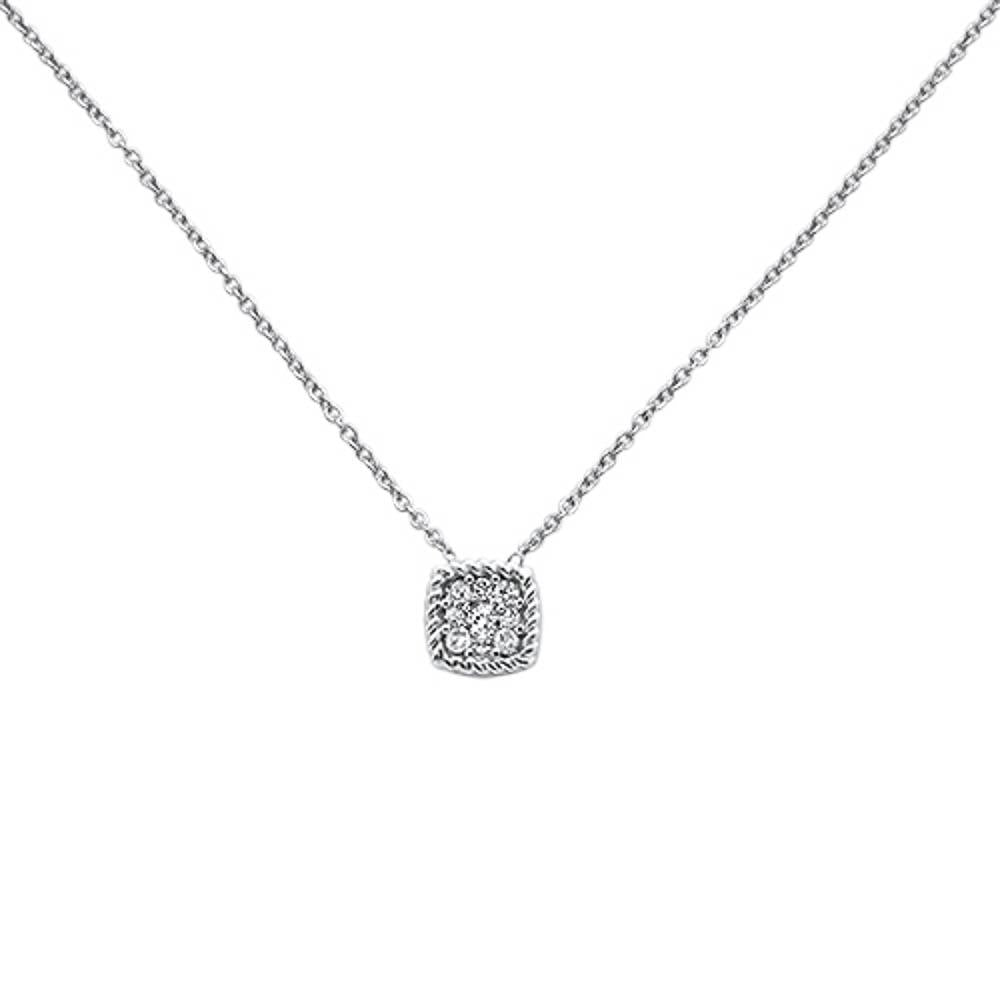 DIAMOND CLOSEOUT! .15ct 14k White Gold Square Diamond Pendant Necklace 18" Long