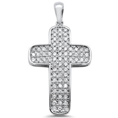 DIAMOND CLOSEOUT! .99ct 14k White Gold Diamond Cross Pendant Charm