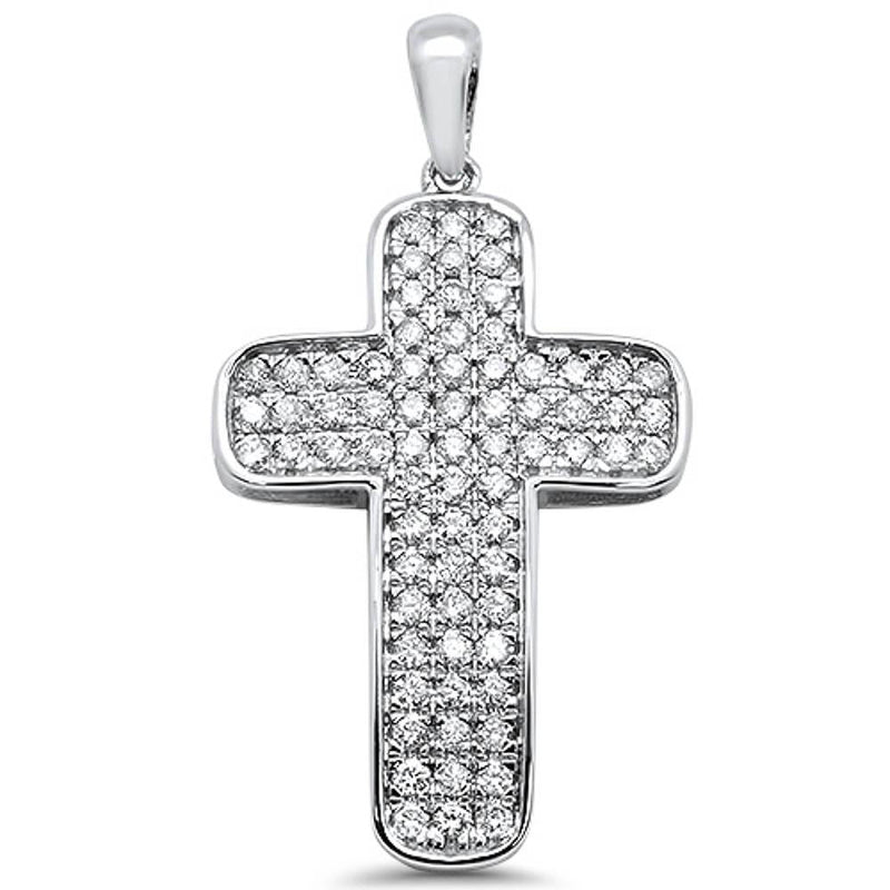 DIAMOND CLOSEOUT! .99ct 14k White Gold Diamond Cross Pendant Charm