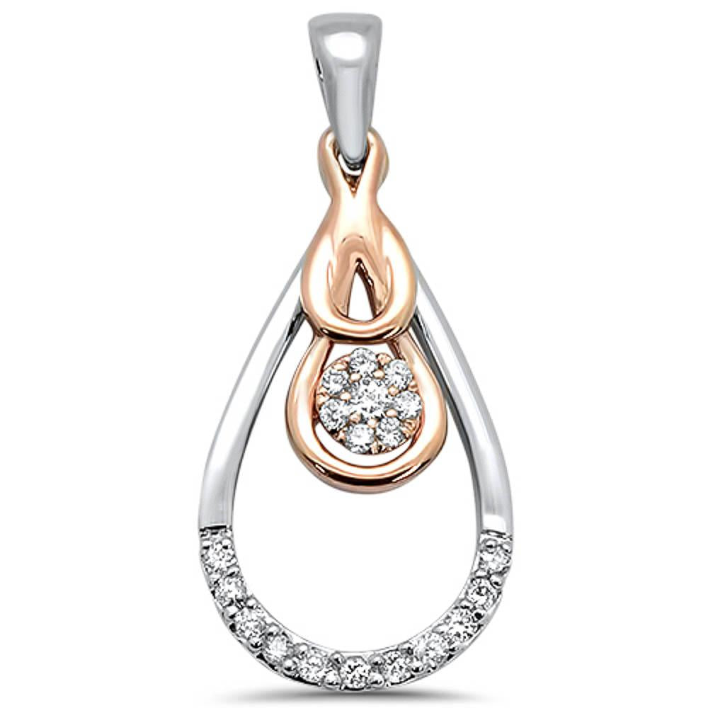 DIAMOND CLOSEOUT!  .13ct 14k Two Tone Diamond Modern Teardrop Pendant