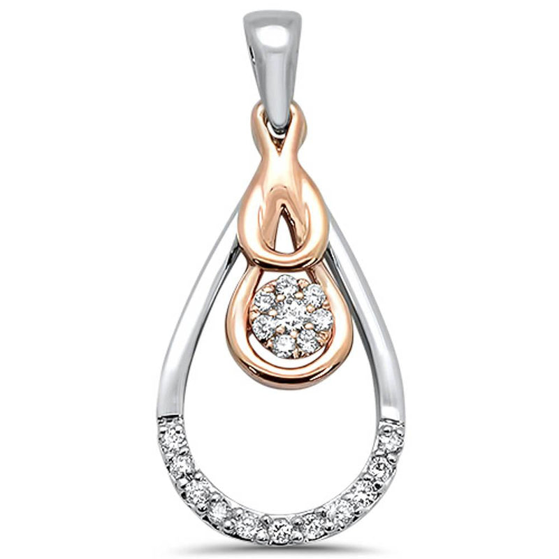 DIAMOND CLOSEOUT!  .13ct 14k Two Tone Diamond Modern Teardrop Pendant