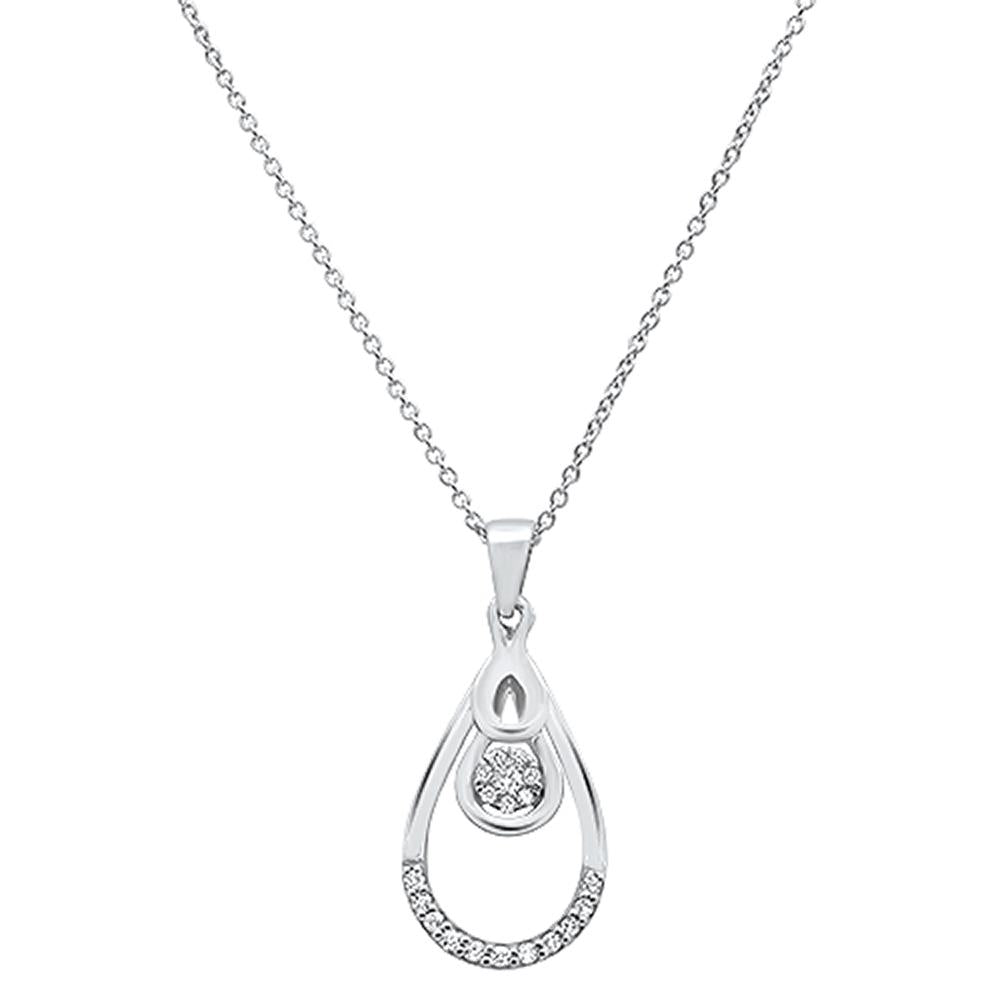 DIAMOND CLOSEOUT! .13ct 14k White Gold Diamond Tear Drop Pear Pendant Necklace 18"Long