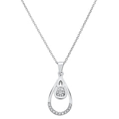 DIAMOND CLOSEOUT! .13ct 14k White Gold Diamond Tear Drop Pear Pendant Necklace 18"Long