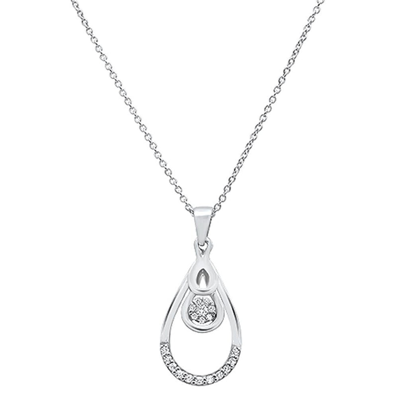 DIAMOND CLOSEOUT! .13ct 14k White Gold Diamond Tear Drop Pear Pendant Necklace 18"Long