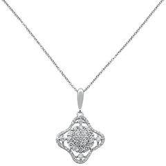 DIAMOND CLOSEOUT! .93ct 14k White Gold Filigree Diamond Pendant Necklace 18" Long