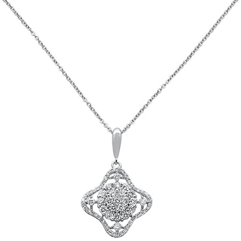 DIAMOND CLOSEOUT! .93ct 14k White Gold Filigree Diamond Pendant Necklace 18" Long