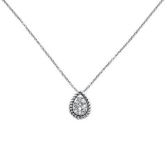 DIAMOND CLOSEOUT! .15ct 14k White Gold Diamond Pear Solitaire Pendant Necklace 18" Long