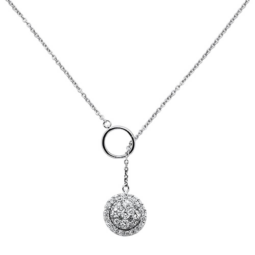 DIAMOND CLOSEOUT! .48ct 14k White Gold Chain Lariat Diamond Pendant Necklace 18" Long