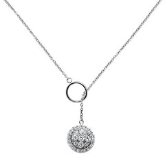 DIAMOND CLOSEOUT! .48ct 14k White Gold Chain Lariat Diamond Pendant Necklace 18" Long