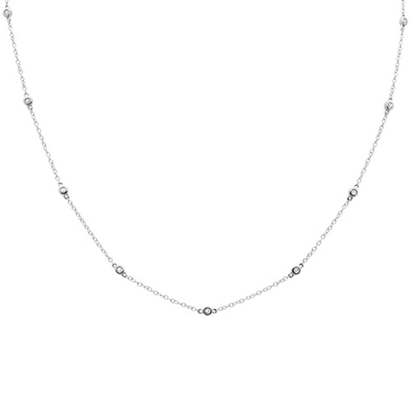 DIAMOND CLOSEOUT!  .49ct 14k White Gold Diamond by The Yard Pendant Necklace 18" Long