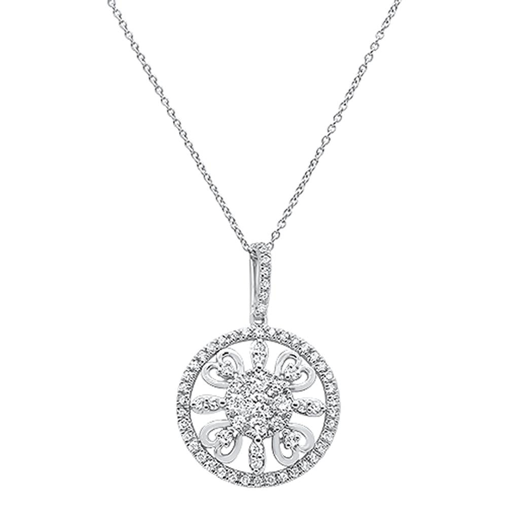 DIAMOND CLOSEOUT! .99ct 14k White Gold Antique Heart Filigree Diamond Pendant Necklace 18" Long