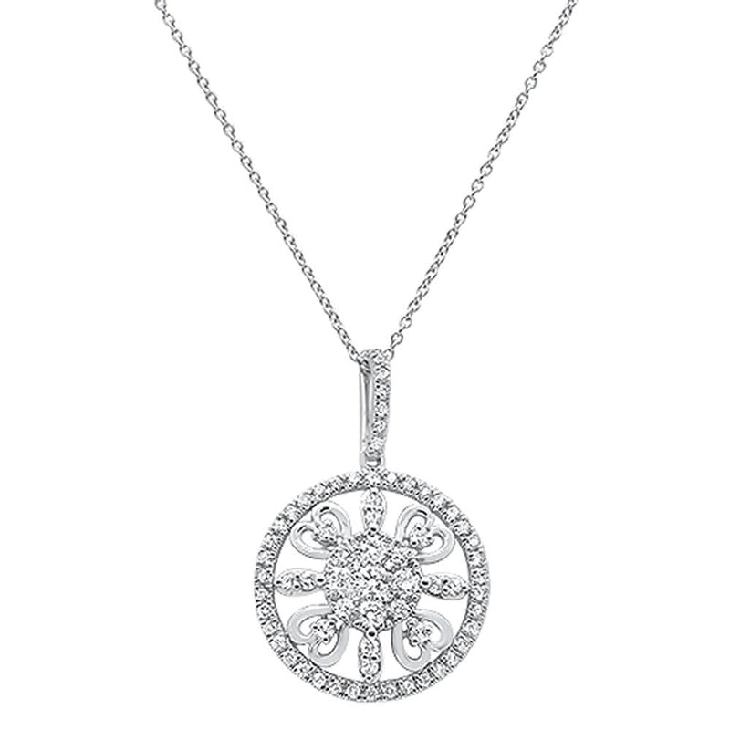 DIAMOND CLOSEOUT! .99ct 14k White Gold Antique Heart Filigree Diamond Pendant Necklace 18" Long