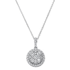 DIAMOND CLOSEOUT!  .76ct 14k White Gold Round Diamond Pendant Necklace 18" Long