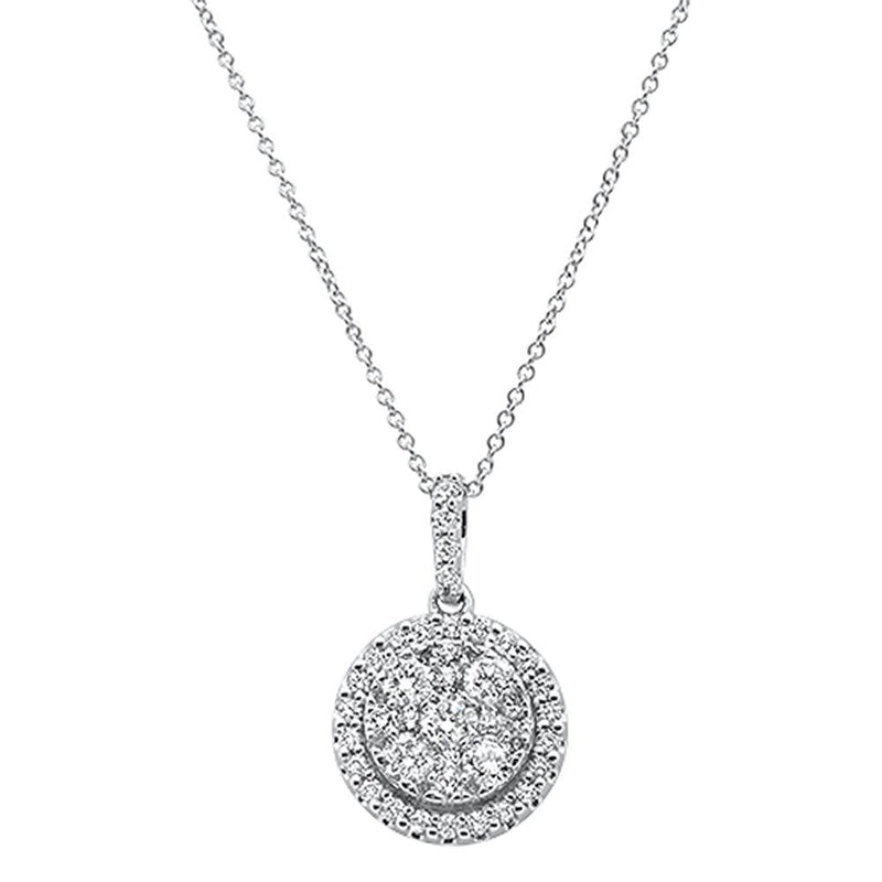 DIAMOND CLOSEOUT!  .76ct 14k White Gold Round Diamond Pendant Necklace 18" Long