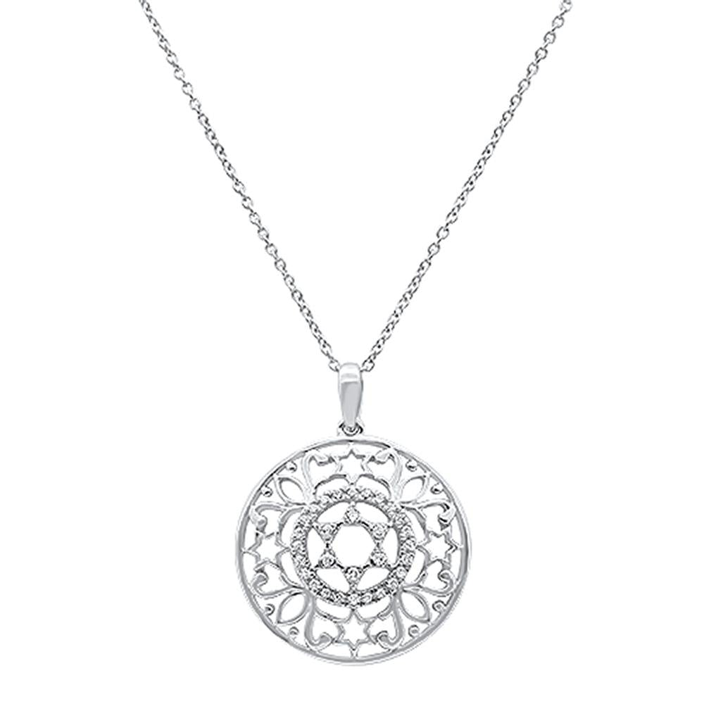 DIAMOND CLOSEOUT! .14ct 14k White Gold Filigree Star of David Diamond Pendant Necklace 18" Long