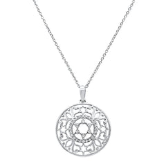 DIAMOND CLOSEOUT! .14ct 14k White Gold Filigree Star of David Diamond Pendant Necklace 18" Long