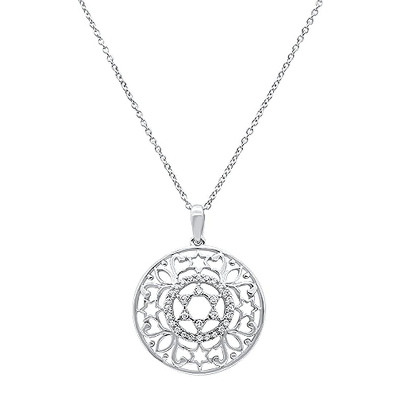 DIAMOND CLOSEOUT! .14ct 14k White Gold Filigree Star of David Diamond Pendant Necklace 18" Long