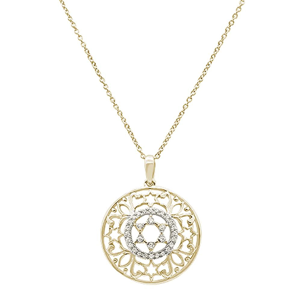 DIAMOND CLOSEOUT! .14ct 14k Yellow Gold Filigree Star David Diamond Pendant Necklace 18" Long