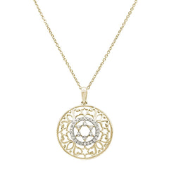 DIAMOND CLOSEOUT! .14ct 14k Yellow Gold Filigree Star David Diamond Pendant Necklace 18" Long