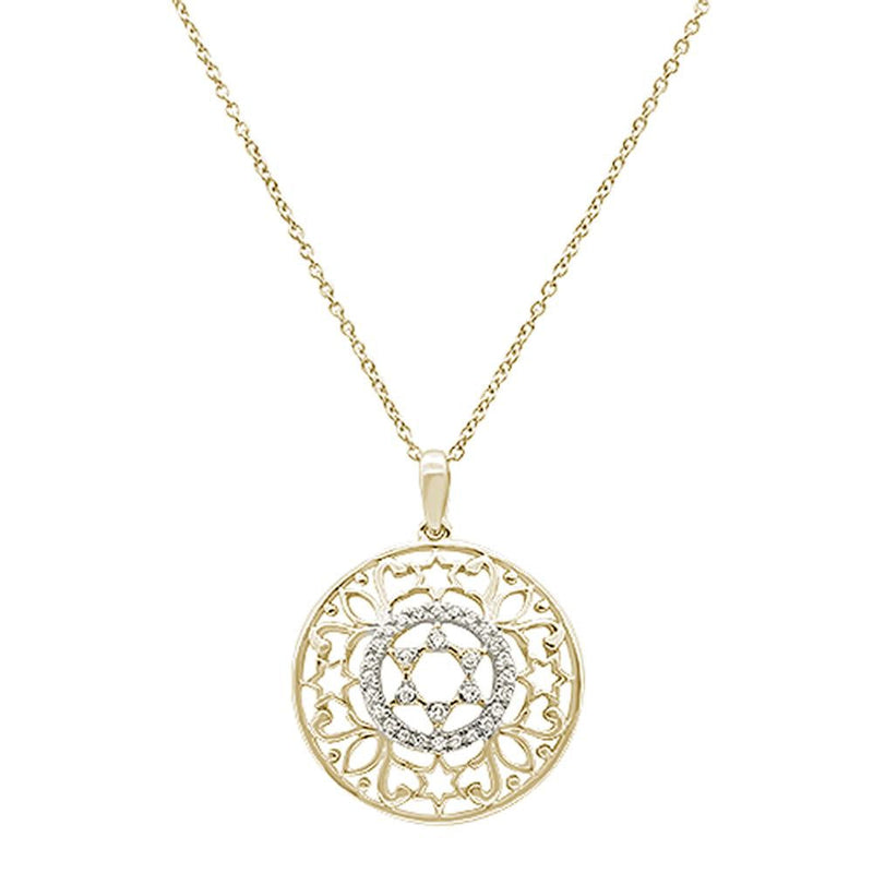 DIAMOND CLOSEOUT! .14ct 14k Yellow Gold Filigree Star David Diamond Pendant Necklace 18" Long