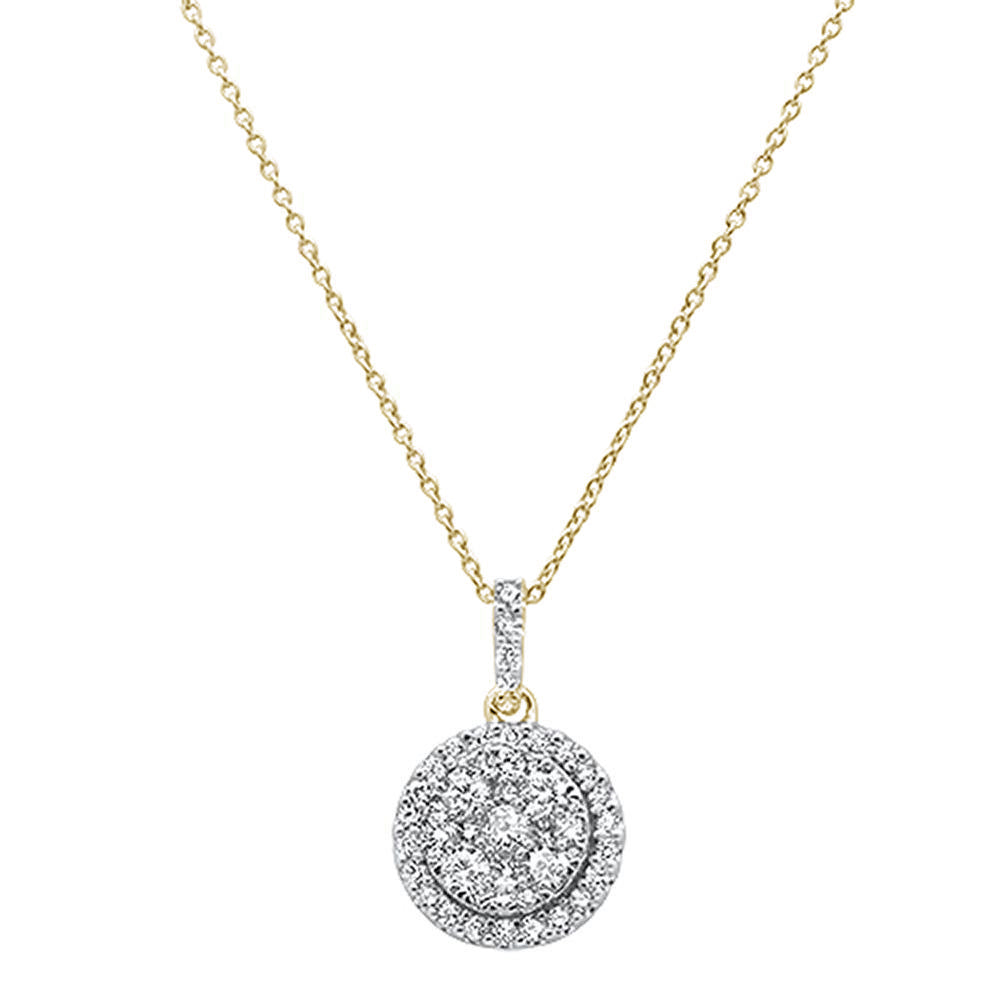 DIAMOND CLOSEOUT!  1.01ct 14k Yellow Gold Round Diamond Designer Halo Pendant Necklace 18" Long