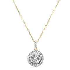 DIAMOND CLOSEOUT!  1.01ct 14k Yellow Gold Round Diamond Designer Halo Pendant Necklace 18" Long