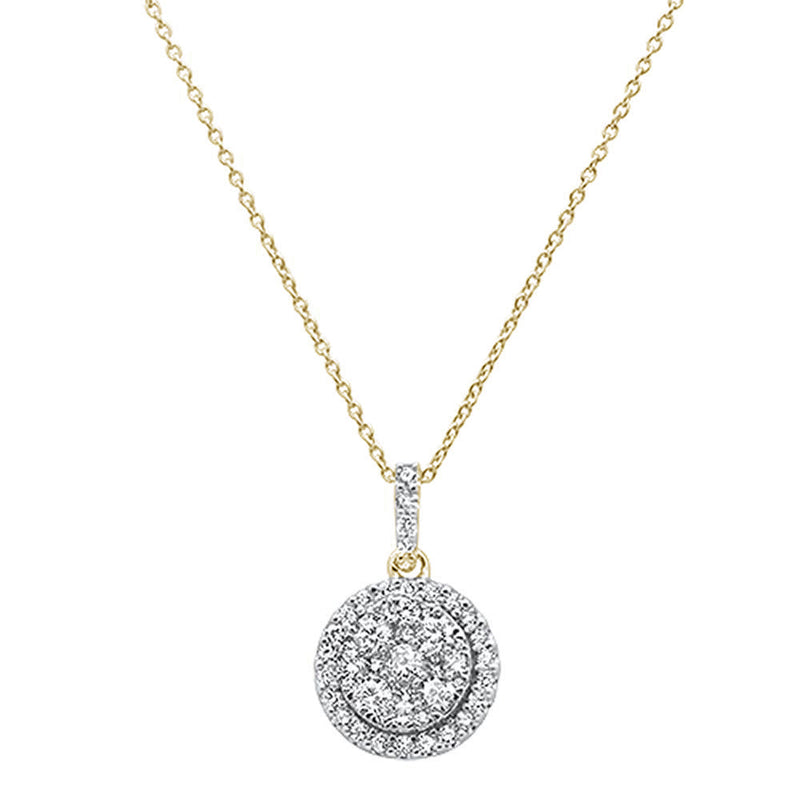 DIAMOND CLOSEOUT!  1.01ct 14k Yellow Gold Round Diamond Designer Halo Pendant Necklace 18" Long
