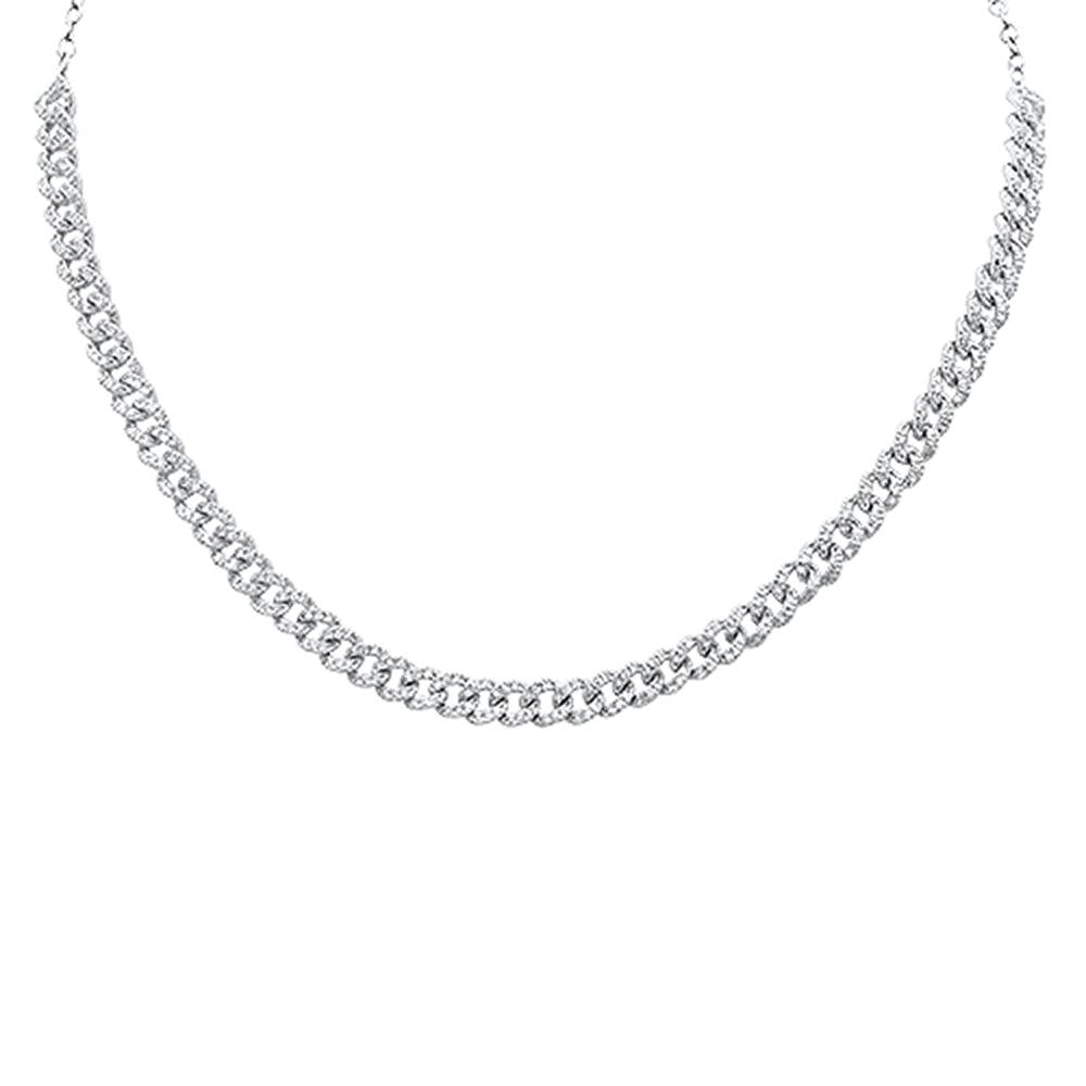 DIAMOND CLOSEOUT!  1.39ct 14k White Gold Diamond Curb Link Statement Choker Necklace 14"
