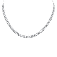 DIAMOND CLOSEOUT!  1.39ct 14k White Gold Diamond Curb Link Statement Choker Necklace 14"