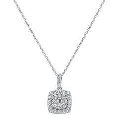 SPECIAL!.1.04ct 14k White Gold Square Diamond Pendant Necklace 18"Long