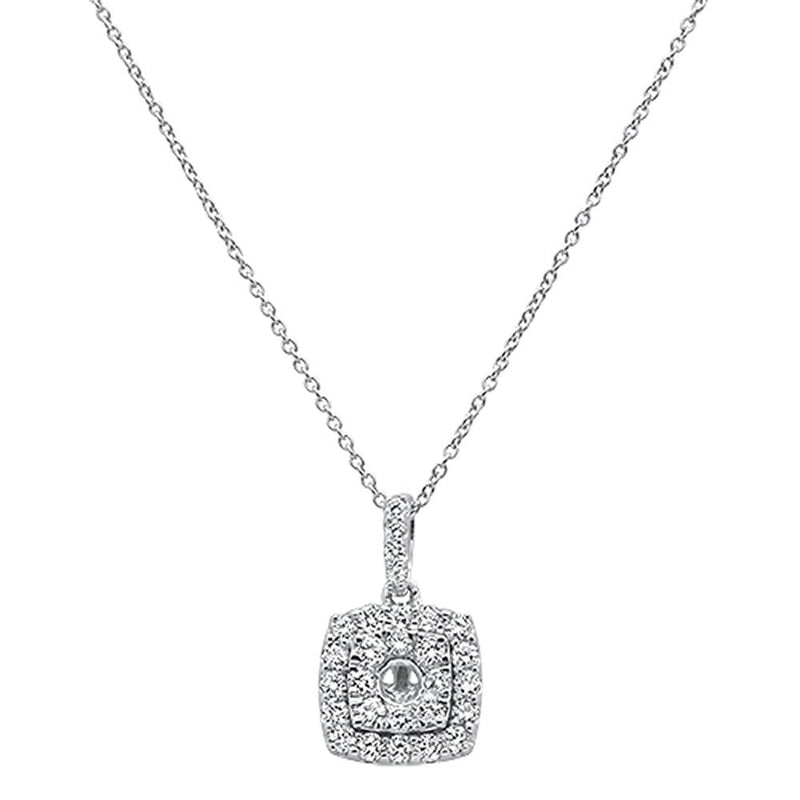 SPECIAL!.1.04ct 14k White Gold Square Diamond Pendant Necklace 18"Long