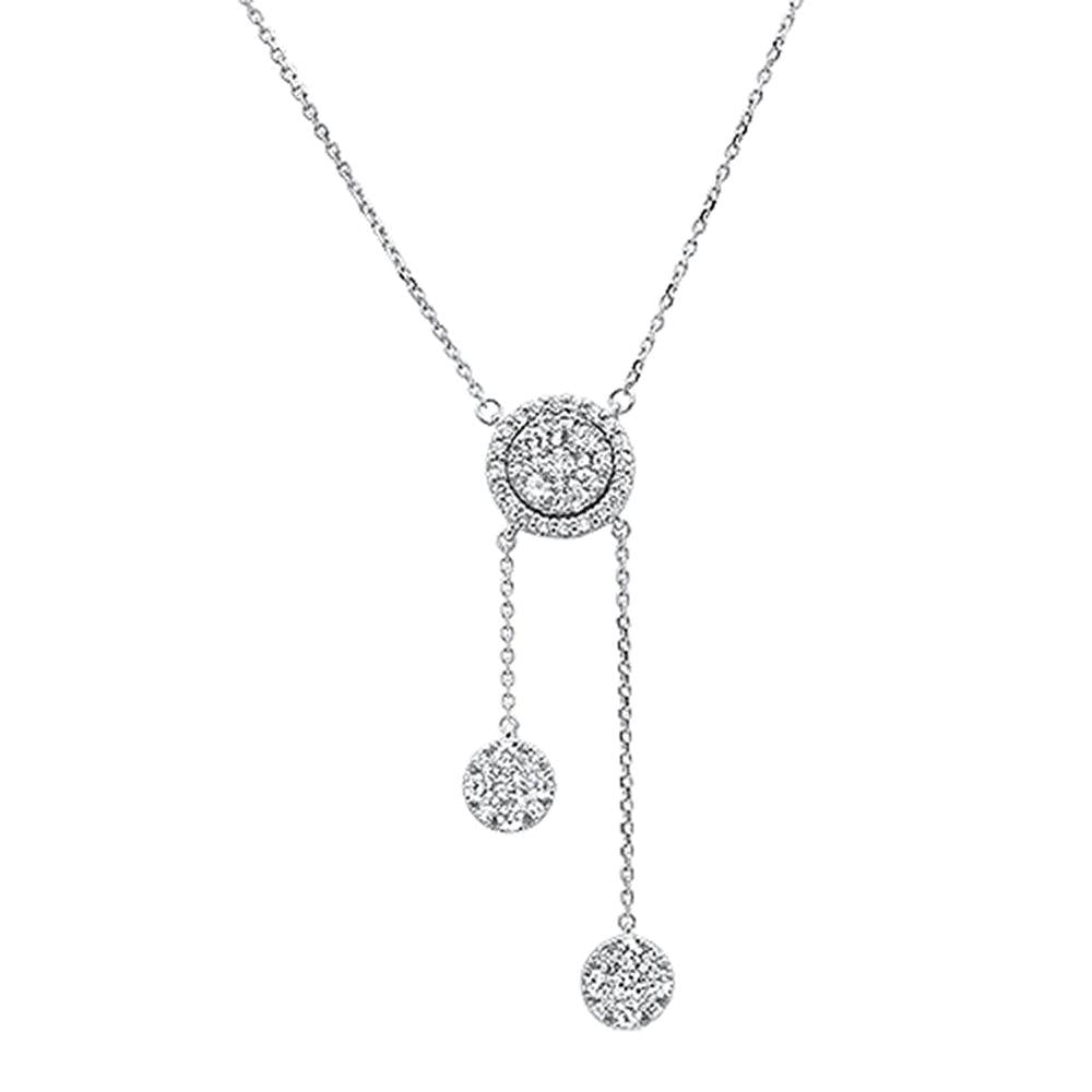 DIAMOND CLOSEOUT!  .96ct 14k White Gold Diamond Lariat Drop Pendant Necklace 18"Long